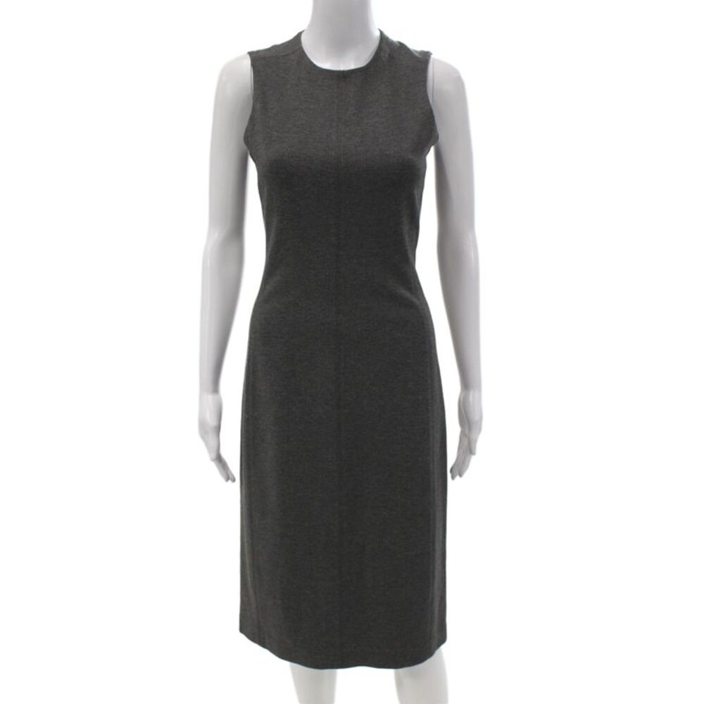Theory Womens Sheath Dress Gray Sleeveless Round Neck Zip Knee Length Size 2